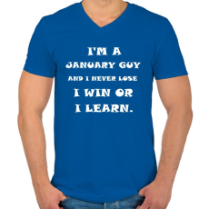 PRINTFASHION Januári vagyok és nem veszítek hanem tanulok - Férfi V-nyakú póló - Királykék