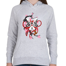 PRINTFASHION Japán maszk - Női kapucnis pulóver - Sport szürke női pulóver, kardigán