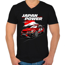 PRINTFASHION Japan Power Racing - Férfi V-nyakú póló - Fekete férfi póló