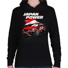 PRINTFASHION Japan Power Racing - Női kapucnis pulóver - Fekete női pulóver, kardigán