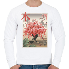 PRINTFASHION Japán sakura fa - Férfi pulóver - Fehér férfi pulóver, kardigán