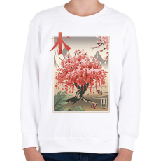 PRINTFASHION Japán sakura fa - Gyerek pulóver - Fehér