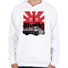 PRINTFASHION Japán sportkocsi - Gyerek kapucnis pulóver - Fehér gyerek pulóver, kardigán