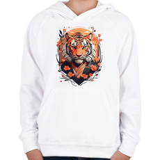 PRINTFASHION Japán tigris - Gyerek kapucnis pulóver - Fehér