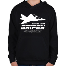 PRINTFASHION JAS 39 gripen repülő - Gyerek kapucnis pulóver - Fekete