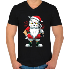 PRINTFASHION Jason mikulás - Férfi V-nyakú póló - Fekete