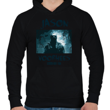 PRINTFASHION Jason Voorhees kék - Férfi kapucnis pulóver - Fekete férfi pulóver, kardigán