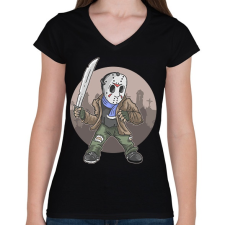 PRINTFASHION Jason Voorhees - Női V-nyakú póló - Fekete női póló