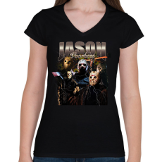 PRINTFASHION Jason Voorhees - Női V-nyakú póló - Fekete