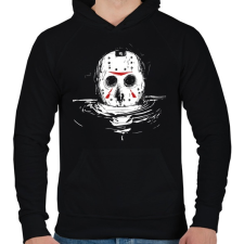 PRINTFASHION Jason Voorhes 3 - Férfi kapucnis pulóver - Fekete férfi pulóver, kardigán