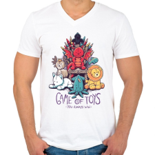 PRINTFASHION Játékok harca - Férfi V-nyakú póló - Fehér férfi póló