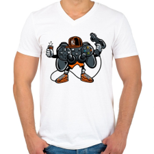 PRINTFASHION Játszunk?  - Férfi V-nyakú póló - Fehér férfi póló