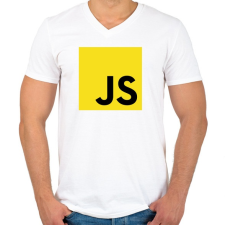 PRINTFASHION JavaScript - Férfi V-nyakú póló - Fehér férfi póló
