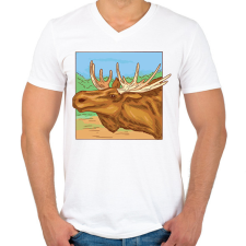 PRINTFASHION Jávorszarvas - Férfi V-nyakú póló - Fehér férfi póló