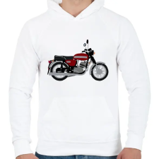 PRINTFASHION Jawa 350  - Férfi kapucnis pulóver - Fehér férfi pulóver, kardigán