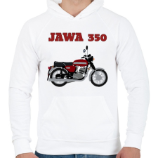 PRINTFASHION Jawa 350 - Férfi kapucnis pulóver - Fehér férfi pulóver, kardigán
