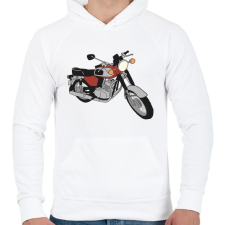 PRINTFASHION Jawa 350 - Férfi kapucnis pulóver - Fehér férfi pulóver, kardigán