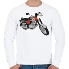 PRINTFASHION Jawa 350 - Férfi pulóver - Fehér férfi pulóver, kardigán