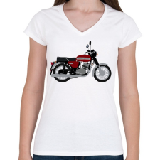 PRINTFASHION Jawa 350  - Női V-nyakú póló - Fehér női póló