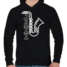 PRINTFASHION Jazz - Férfi kapucnis pulóver - Fekete