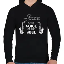 PRINTFASHION Jazz is the soul - Férfi kapucnis pulóver - Fekete férfi pulóver, kardigán