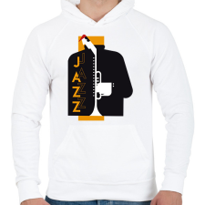 PRINTFASHION Jazz-Jazz - Férfi kapucnis pulóver - Fehér férfi pulóver, kardigán