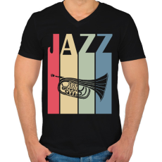 PRINTFASHION Jazz music - Férfi V-nyakú póló - Fekete