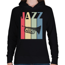 PRINTFASHION Jazz music - Női kapucnis pulóver - Fekete női pulóver, kardigán
