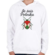 PRINTFASHION Je suis poloska - Gyerek kapucnis pulóver - Fehér