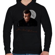 PRINTFASHION Jean-Paul Belmondo - Férfi kapucnis pulóver - Fekete férfi pulóver, kardigán