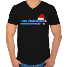 PRINTFASHION JEDI CHRISTMAS - Férfi V-nyakú póló - Fekete férfi póló
