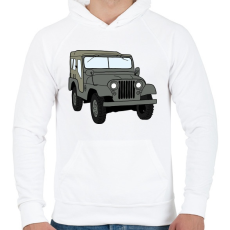 PRINTFASHION Jeep - Férfi kapucnis pulóver - Fehér
