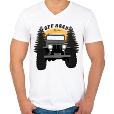 PRINTFASHION Jeep - Férfi V-nyakú póló - Fehér férfi póló