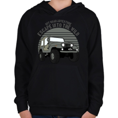 PRINTFASHION Jeep - Gyerek kapucnis pulóver - Fekete