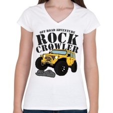 PRINTFASHION Jeep - Női V-nyakú póló - Fehér női póló
