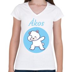 PRINTFASHION Jegesmaci névvel - Női V-nyakú póló - Fehér