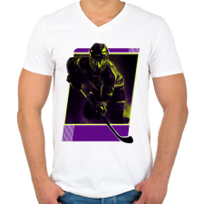 PRINTFASHION Jéghokis - Férfi V-nyakú póló - Fehér férfi póló