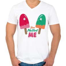 PRINTFASHION Jégkrémek - Férfi V-nyakú póló - Fehér