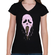 PRINTFASHION Jégsikoly - Női V-nyakú póló - Fekete női póló