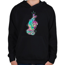 PRINTFASHION Jelzés - Gyerek kapucnis pulóver - Fekete gyerek pulóver, kardigán