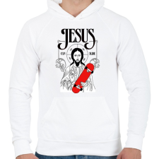 PRINTFASHION Jesus can slide - Férfi kapucnis pulóver - Fehér férfi pulóver, kardigán