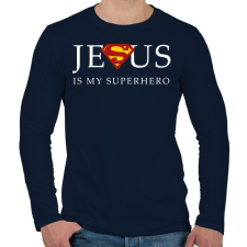 PRINTFASHION Jesus - Férfi hosszú ujjú póló - Sötétkék férfi póló