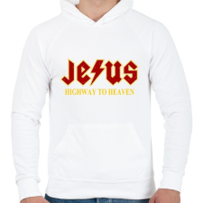 PRINTFASHION Jesus high way to heaven - Férfi kapucnis pulóver - Fehér férfi pulóver, kardigán