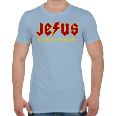 PRINTFASHION Jesus high way to heaven - Férfi póló - Világoskék