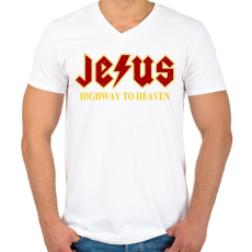 PRINTFASHION Jesus high way to heaven - Férfi V-nyakú póló - Fehér
