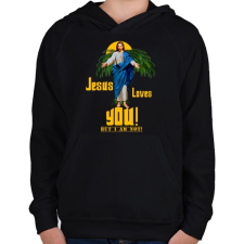 PRINTFASHION jesus loves you but im not - Gyerek kapucnis pulóver - Fekete gyerek pulóver, kardigán