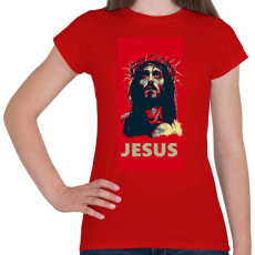 PRINTFASHION JESUS - Női póló - Piros