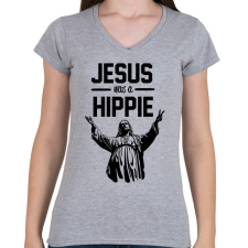 PRINTFASHION Jesus was - Női V-nyakú póló - Sport szürke női póló