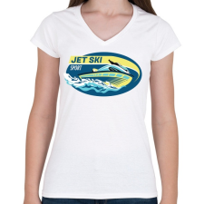PRINTFASHION Jet-ski - Női V-nyakú póló - Fehér női póló