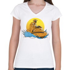 PRINTFASHION Jetski - Női V-nyakú póló - Fehér